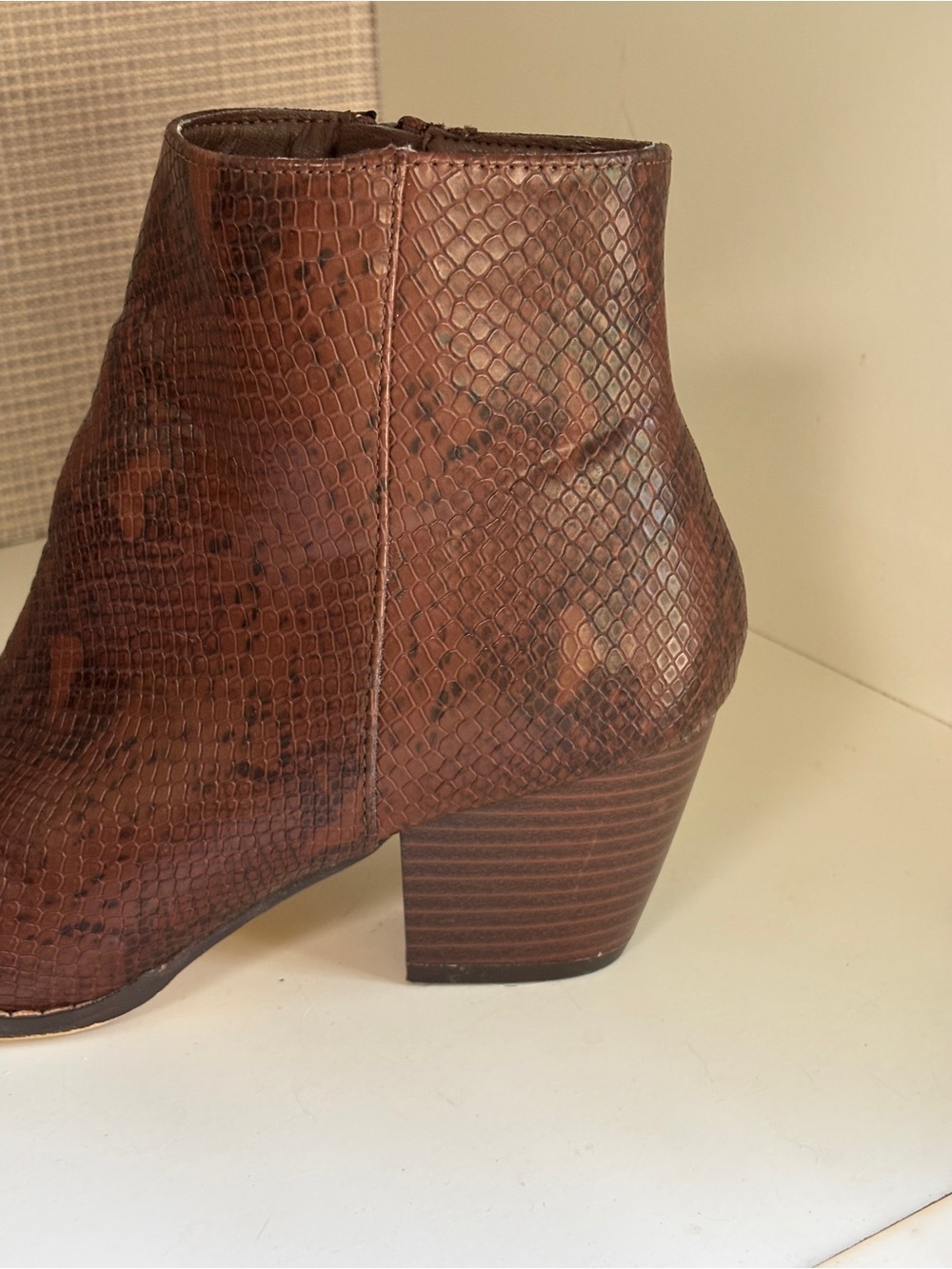 Western Brown Snake-Embossed Ankle Boot 8 - Picture 4 of 12